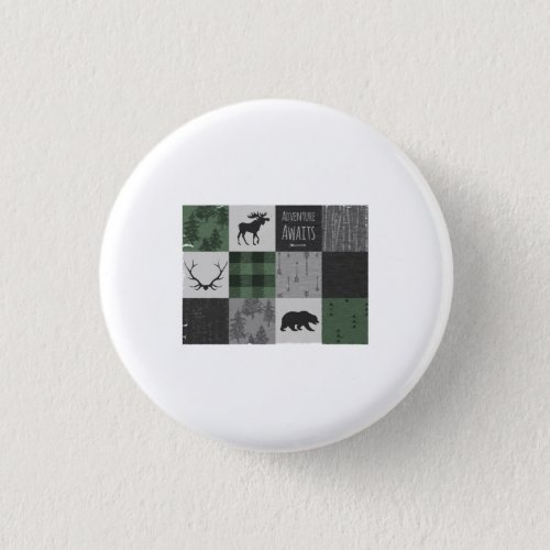 Northwoods Adventure Patchwork _ grey and green Button