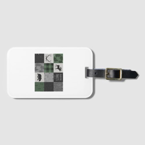 Northwoods Adventure Patchwork _ grey and green Luggage Tag