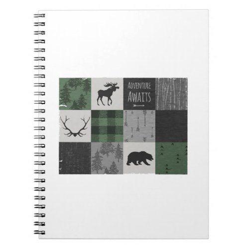 Northwoods Adventure Patchwork _ grey and green Notebook