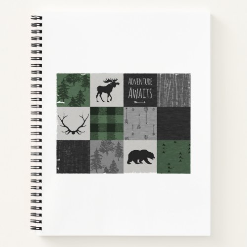 Northwoods Adventure Patchwork _ grey and green Notebook