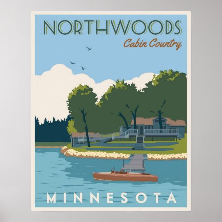 Northwoods Cabin Country Poster