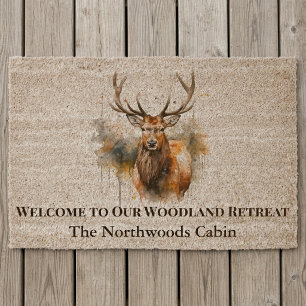 Northwoods Deer Rustic Woodland Entry Welcome Fiber Doormat