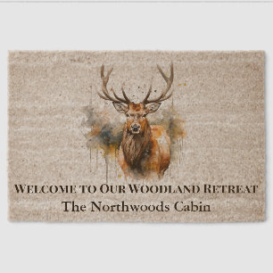 Northwoods Deer Rustic Woodland Entry Welcome Fiber Doormat
