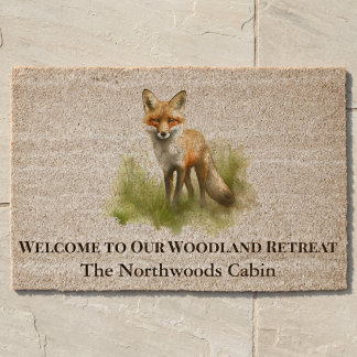 Northwoods Fox Woodland Retreat Entry Welcome Fiber Doormat