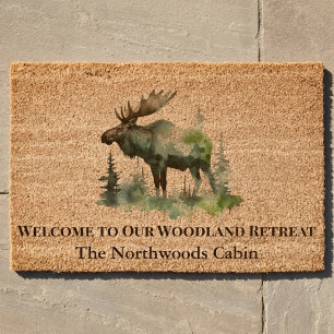 Northwoods Moose Cabin Welcome Retreat Fiber Doormat