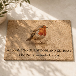 Northwoods Robin Woodland Retreat Welcome Fiber Doormat