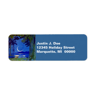 Northwoods Sliver Moon Lake Return address Label