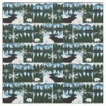 Northwoods Watercolor Landscape Wildlife Fabric
