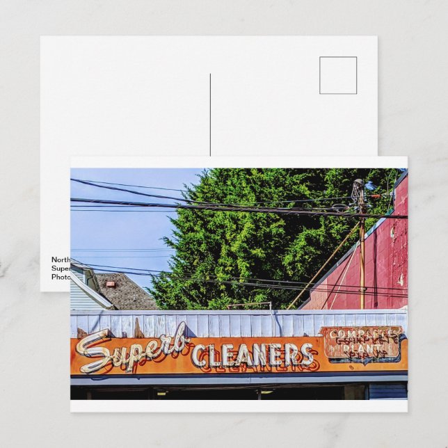 Northwst Neon: Superb Cleaners Holiday Postcard (Front/Back)