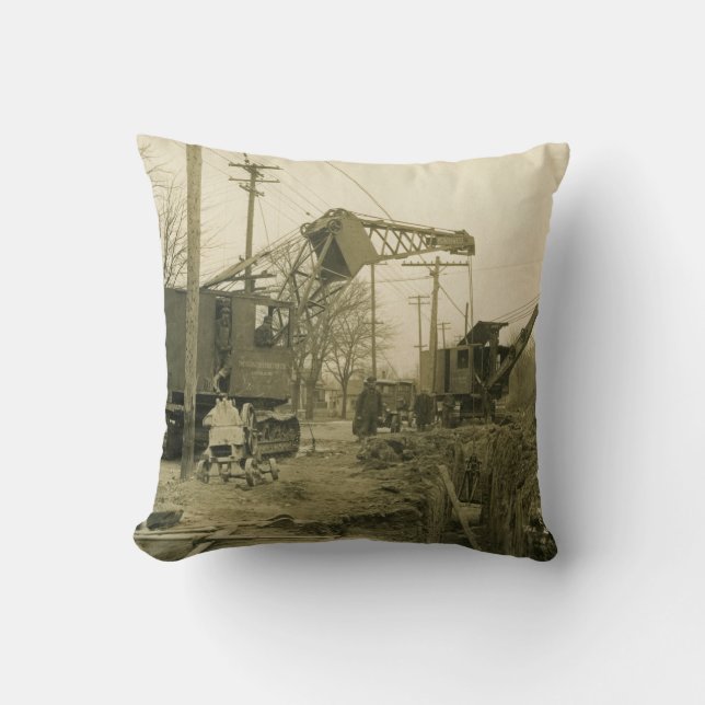 Northwwest Crane Operator Biggs Construction Akron Throw Pillow (Front)