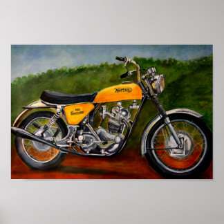 norton commando motorbike yellow painting poster