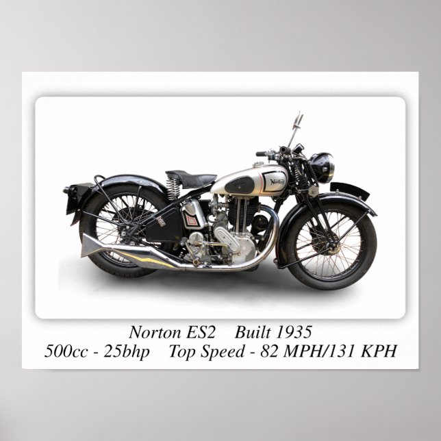 Norton ES2 Motorcycle - A3 Size Print Poster (Front)