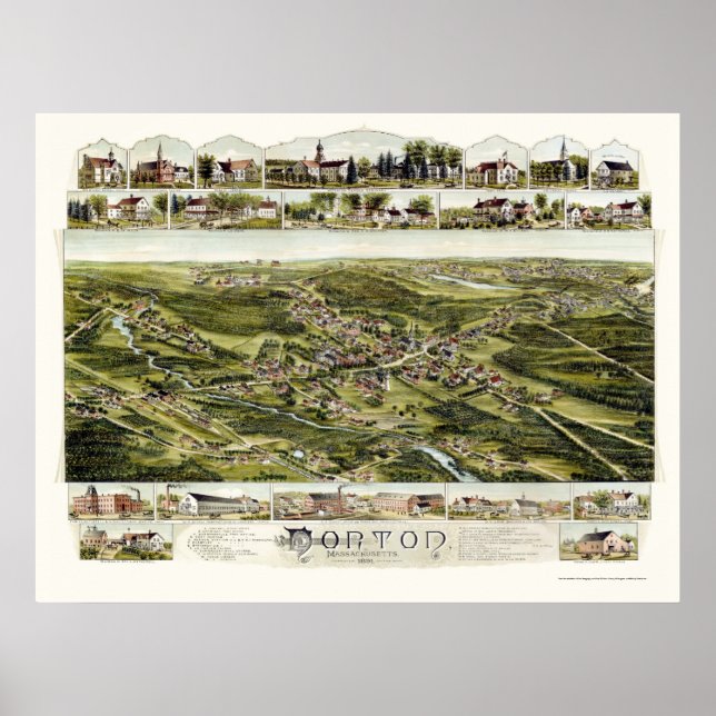 Norton, MA Panoramic Map - 1891 Poster (Front)