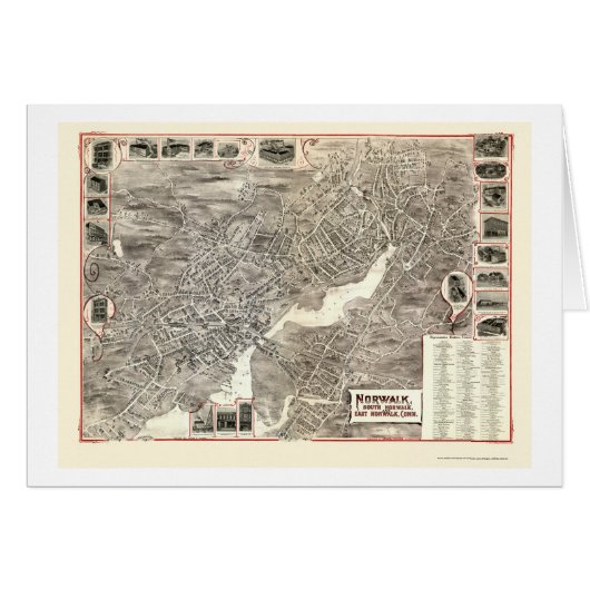 Norwalk, CT Panoramic Map - 1899 Cards (Front Horizontal)