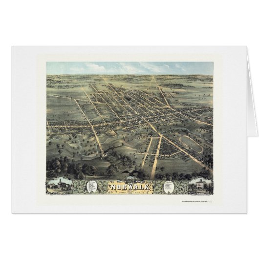 Norwalk, OH Panoramic Map - 1870 Cards (Front Horizontal)