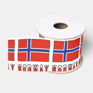 Norway and Norwegian Flag Grosgrain Ribbon