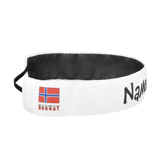 Norway and Norwegian Flag Personalized  Athletic Headband (Left)