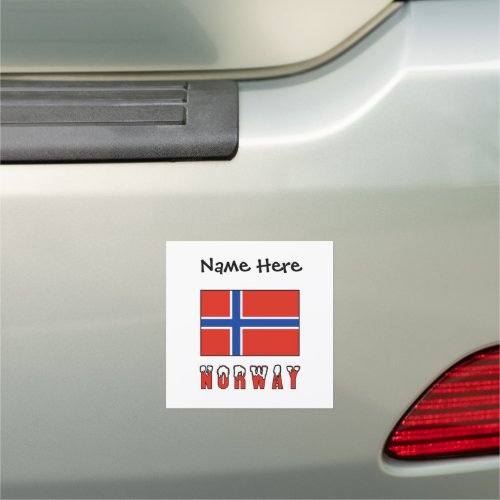 Norway and Norwegian Flag Personalized  Car Magnet