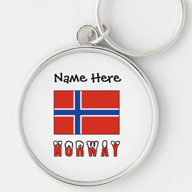 Norway and Norwegian Flag Personalized  Keychain (Front)