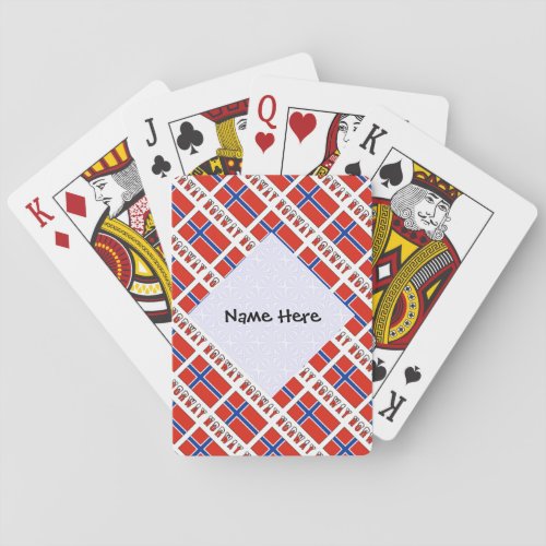 Norway and Norwegian Flag Tiled with Your Name Poker Cards