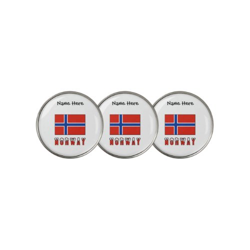 Norway and Norwegian Flag with Your Name Golf Ball Marker