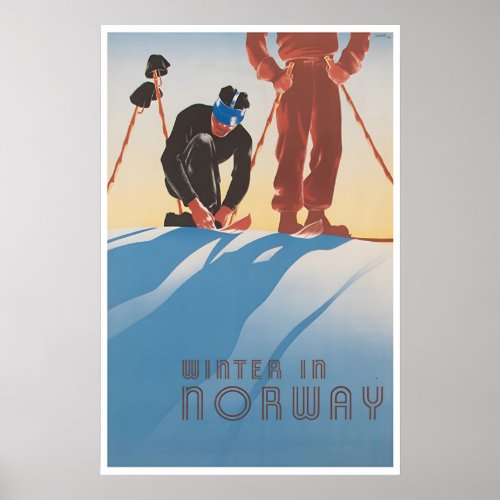 Norway Art Norwegian Print Ski Poster Winter Print