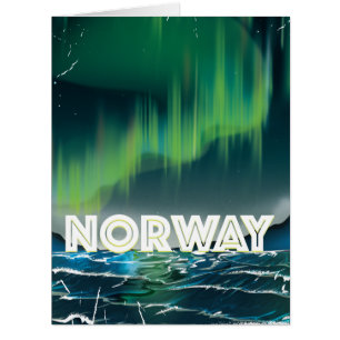 Norway Aurora Northern Lights Travel Poster Cards