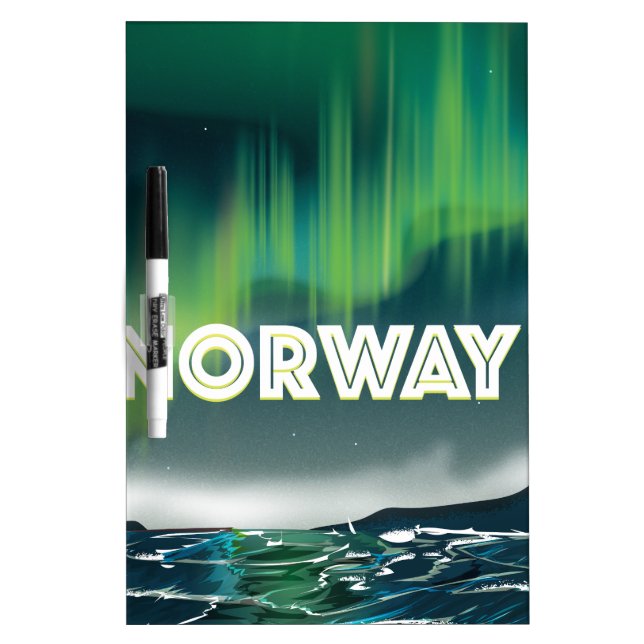 Norway Aurora Northern Lights Travel Poster Dry-Erase Board (Front)