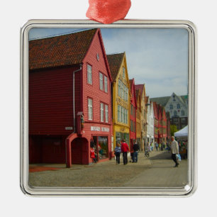 Norway, Bergen,painted houses on the waterfront Metal Ornament