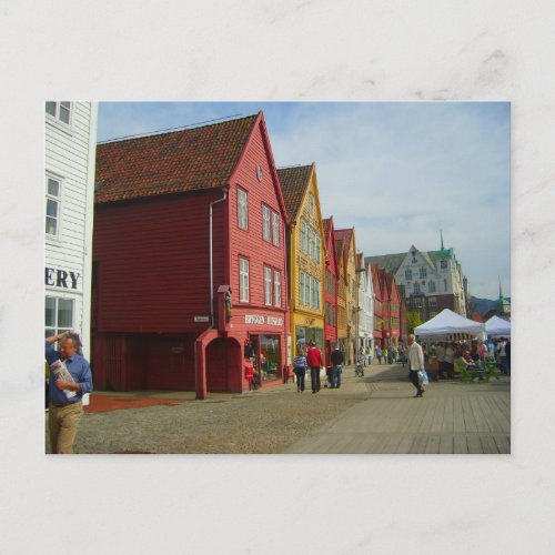 Norway Bergen painted houses Postcard