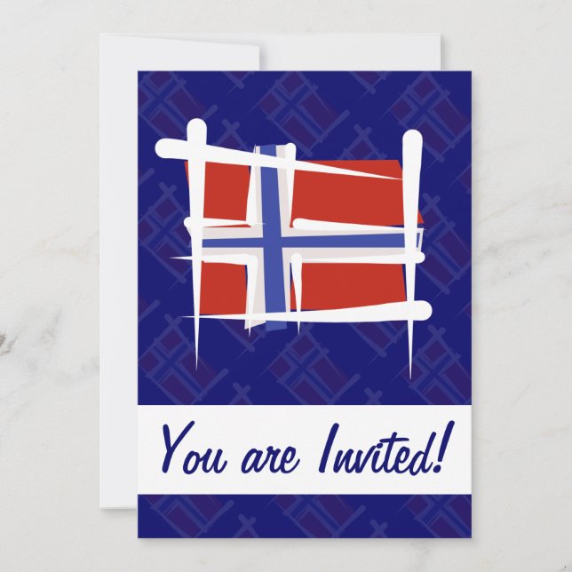 Norway Brush Flag Invitation (Front)
