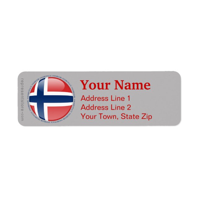 Norway Bubble Flag Label (Front)