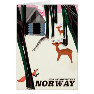 Norway cartoon travel poster cards