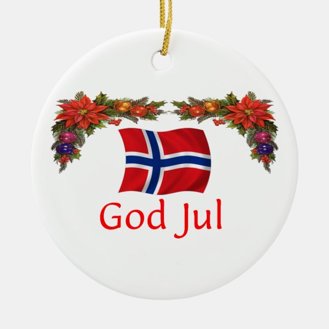 Norway Christmas Ceramic Ornament (Front)