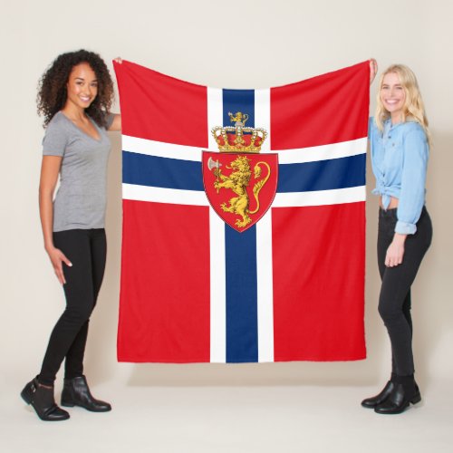 Norway coat of arms on Norways flag Norwegian 2 Fleece Blanket