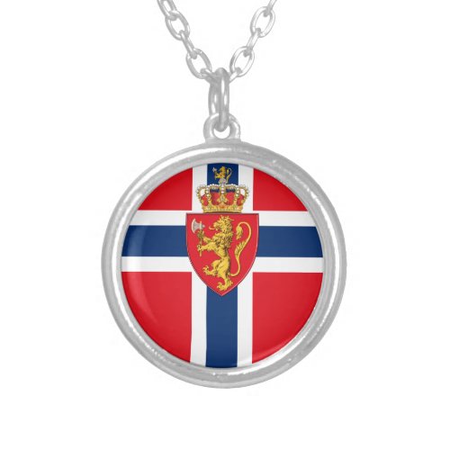 Norway coat of arms on Norways flag Norwegian 2 Silver Plated Necklace