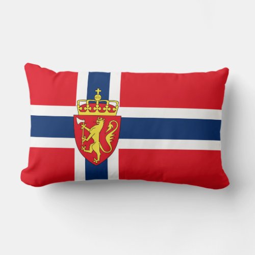 Norway coat of arms on Norways flag Norwegian 3a Lumbar Pillow
