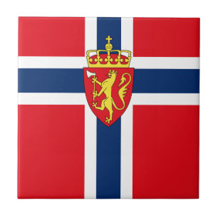 Norway coat of arms on Norway's flag, Norwegian Ceramic Tile
