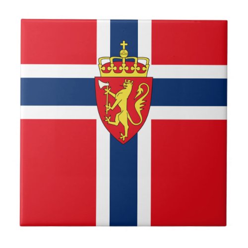Norway coat of arms on Norways flag Norwegian Ceramic Tile