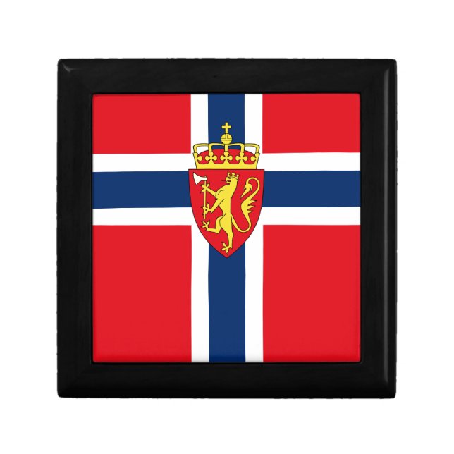 Norway coat of arms on Norway's flag, Norwegian Gift Box (Front)