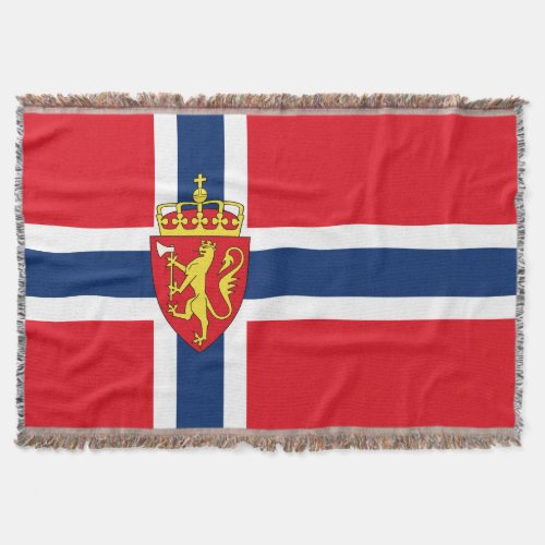 Norway coat of arms on Norways flag Norwegian Throw Blanket