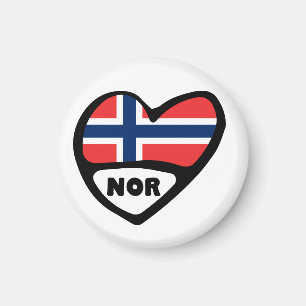 Norway Country Code Flag Heart, NOR Magnet