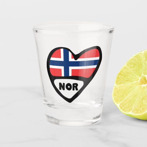 Norway Country Code Flag Heart NOR Shot Glass