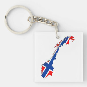 norway country flag map keychain