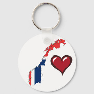 Norway country flag red heart keychain