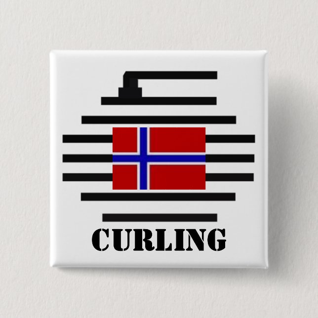Norway Curling Pinback Button (Front)