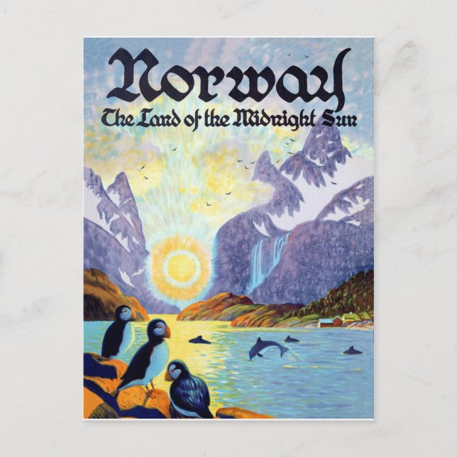 Norway fiords, the land of the midnight sun postcard (Front)
