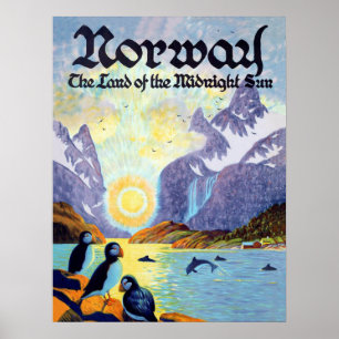 Norway fiords, the land of the midnight sun poster
