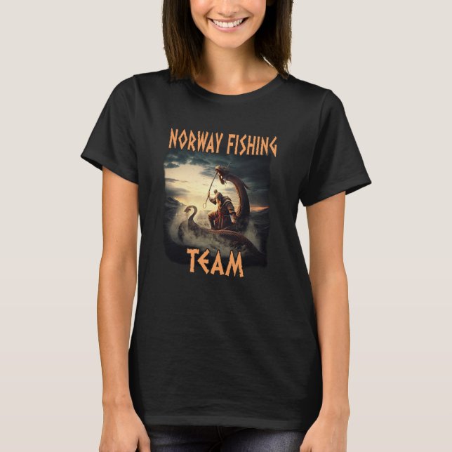 Norway Fishing Team Scandinavia Norge Souvenir Nor T-Shirt (Front)