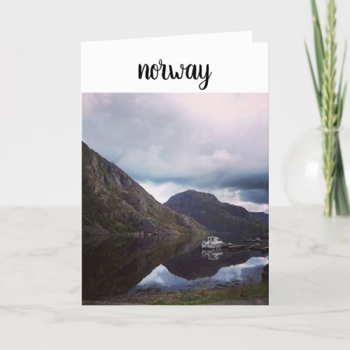 Norway Fjord and Boat Holiday Card